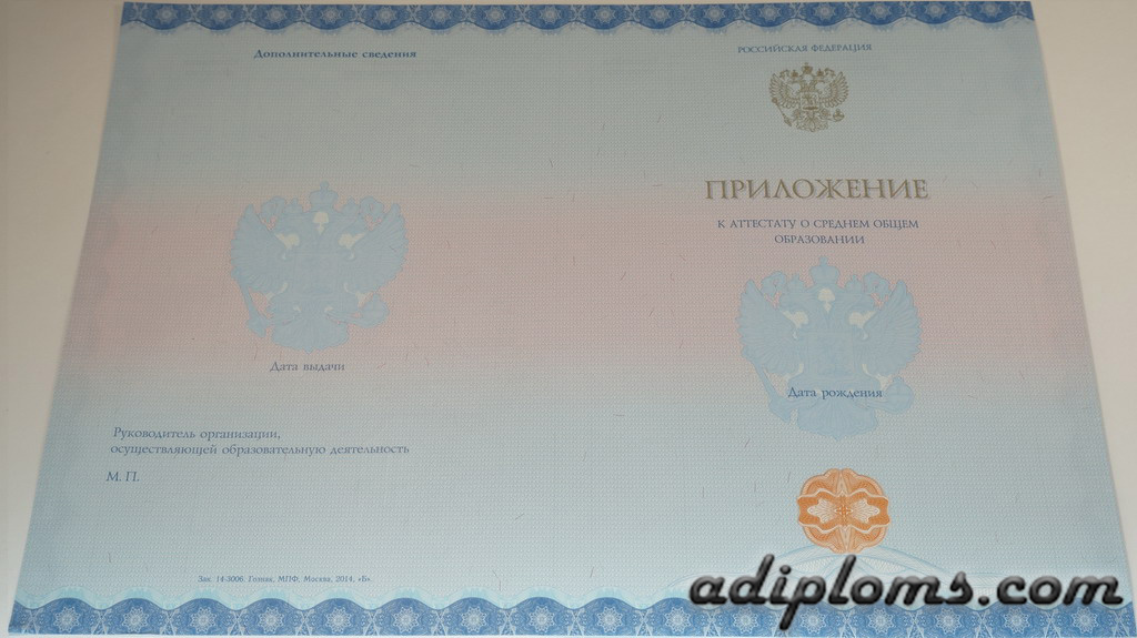 Аттестат 11 классов 2014-2024 Фото